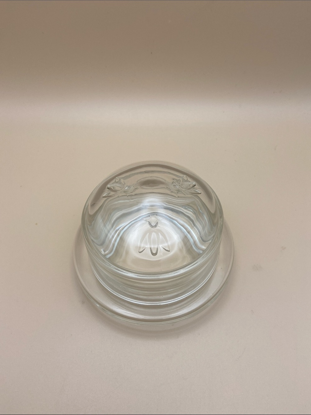 La Rochere Bee Butter Dish with  Embossed Lid - French Glass Butter Keeper